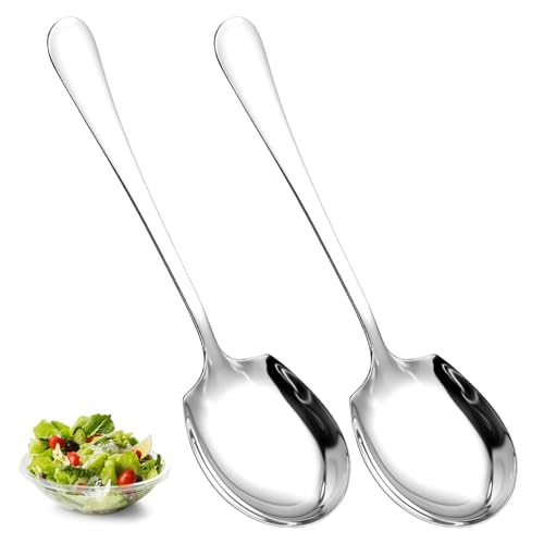 2 Stück Servierlöffel Set,Großer Dessertlöffel,Löffel Groß,Soßenlöffel,Lang Salatlöffel mit Langen Griffen,Vorlegelöffel Edelstahl,Vorlegebesteck,Stainless Steel Serving Spoon,Löffel aus Edelstahl