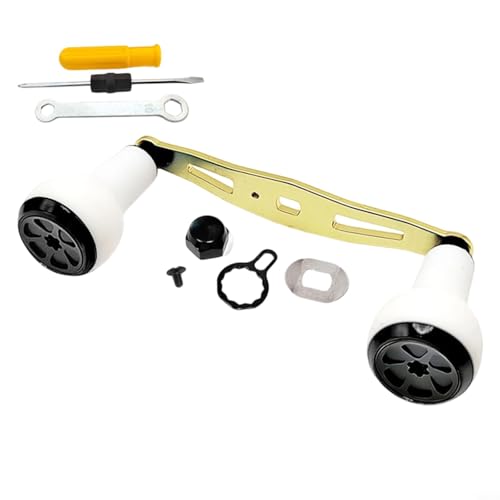 BEAZOOM Carrete de pesca con mango de potencia de 110 mm para aleación de aluminio CNC con perilla de silicona para carretes de tambor García blanco (mano derecha oro blanco)