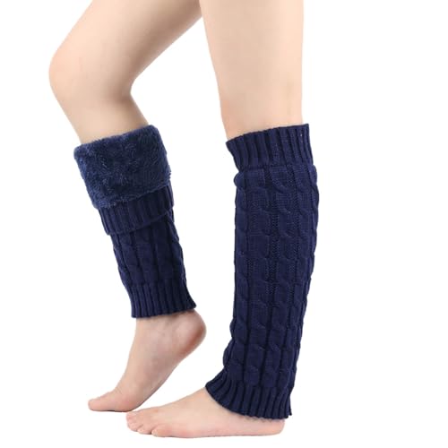 lisenraIn Women Winter Warm Leg Warmers Thick Fleece Lined Leg Warmers Cable Knit Boot Socks for Skating Daily Wear