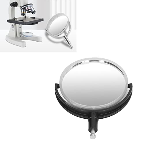 Image of Microscope Metal Bracket, 360 Degree Rotation Microscope Reflecting Mirror Light Microscope Flat Concave Reflector Portable Field of View Expands for Experiments (Plastic Bracket)