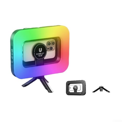 MoSundi Anillo de luz para selfies de 3600 mAh, material ABS, magnético, recargable, anillo de luz para selfies y vivir (con trípode)