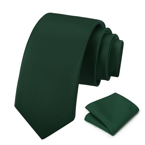PenSee Men's Solid Color Tie and Pocket Square Set