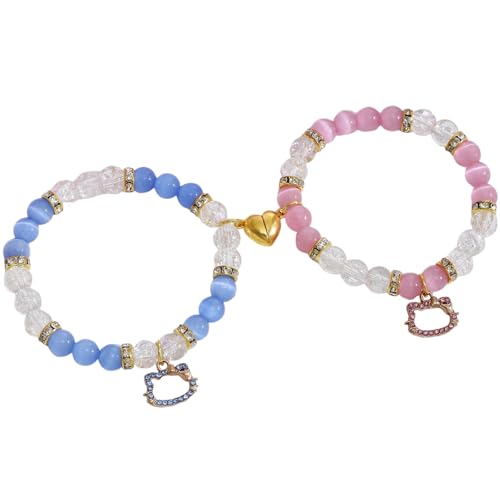 Bracelet amitié aimanté cœur rose et bleu pour sceller votre complicité amoureuse