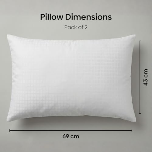 Image of haus & kinder Bed Pillow Set of 2 | Soft Fluffy Fiber Pillows for Sleeping | Adjustable Filling, Breathable & Lightweight | Hotel Collection Sleeping Pillows for Adults | 43 x 69 cm