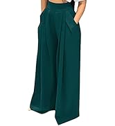 NRTHYE Womens Palazzo Long Pants High Waist Wide Leg Stretchy Loose Fit Casual Trousers with Pocket