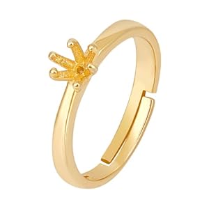 BENECREAT Maagd 925 sterling zilveren ring met 6 klauwen, verstelbare ringbasis met S925-stempel