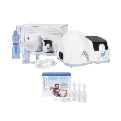 Air Liquide Healthcare, BIMBONEB + Soluzione Isotonica Sterile BIMBONEB, Apparecchio per Aerosolterapia per Bambini, Dotato di RINOWASH e PERFECTA, Confezione da 25 Flaconcini Monodose da 5 ml
