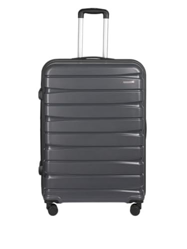 Image of Teakwood Large Check in Size 8 Wheels Trolley Bag, Hard Cabin with Zipper Closure, Adjustable Push Button & Cross Side Strap, TSA Lock System 360 Degree (Large Check in Size, Grey)