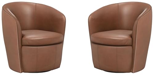 Parker Living Barolo - Vintage Whiskey 100% Italian Leather Swivel Club Chair Two Pack