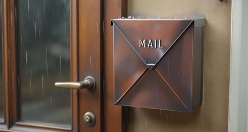 Image of NACH Mailboxes for Outside Wall Mount, 12 x 12 x 4.8 inch Antique Copper Mail Boxes for House Outside, Waterproof Mailboxes for Outside - Chicago Style Mail Box
