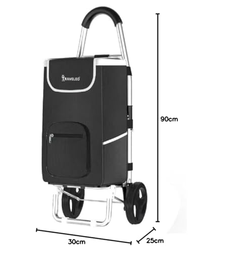 56 L Einkauf Trolley Einkaufswagen Shopping Trolley Tasche Aluminium Stabil Schwarz – Bild 8