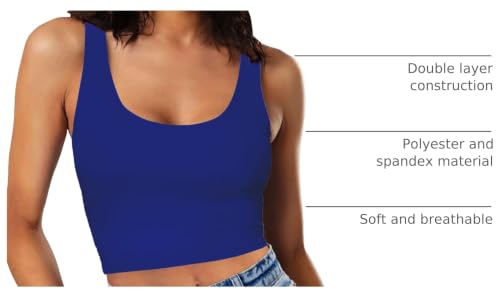 Image of Women's Sexy Sleeveless Crop Tops Double Layer Scoop Neck Cropped Tank Top