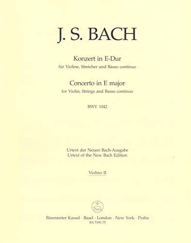 Preisvergleich Produktbild Konzert E-Dur BWV1042 : für Violine, Streicher und Bc