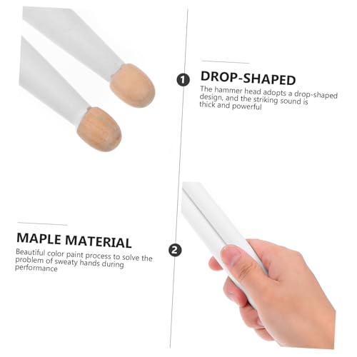 2 pares de baquetas de maple de madera blanca con punta redonda tipo gota de agua para principiantes y amantes de la música miniatura 7