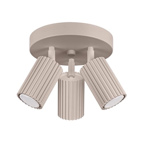 SOLLUX lighting Lámpara de Techo - Foco de Techo de Aluminio - 3 Pantallas - Lámpara LED - Taupe Karbon
