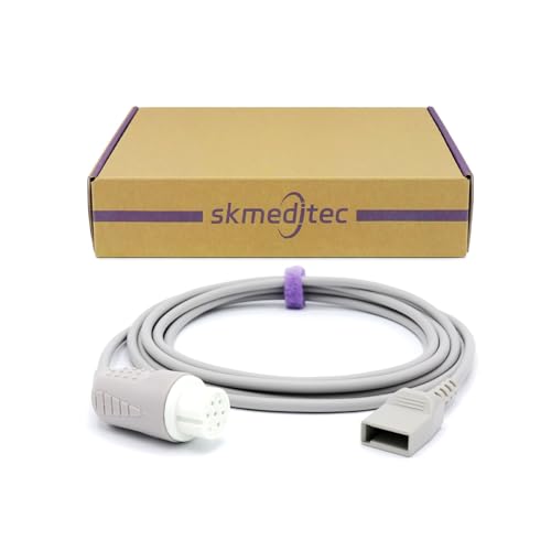 skmeditec 10.5FT IBP Adapter Cable Compatible with MindrayDatascope, Reusable Cord with Female 6 Pins Round Connector and Utah Connector