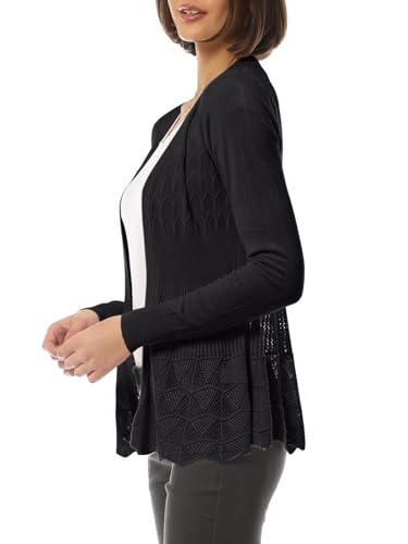 Design by Olivia Women's Long Sleeve Crochet Knit Draped Open Sweater Cardigan2