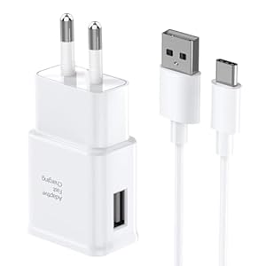 USB Ladegerät 15W mit 1M USB C Ladekabel Schnellladekabel für Samsung Galaxy S22 S21 S20 S10 S9 S8 A16 A15 A14 A25 A36 A35 A05s A06, Tablet Netzteil Adapter