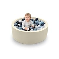 hoopyosms Children's Foam Ball Pit, Soft Round Ball Pool for Toddlers, Baby Play Ball Pool, Memory Foam for Indoor (Balls NOT Included), Beige