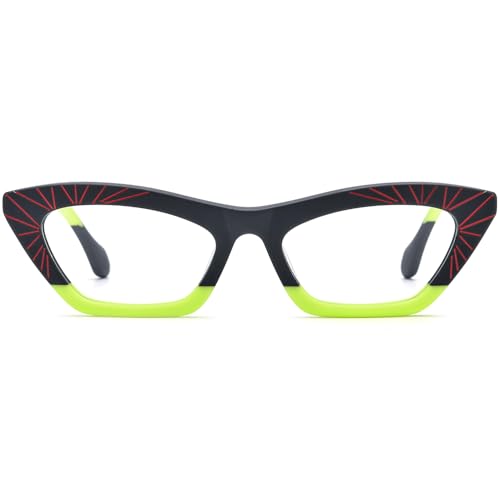 Image of HEPIDEM Multicolor Acetate Glasses Frame Women Cat Eye Eyeglasses Men Optical Spectacles 9291