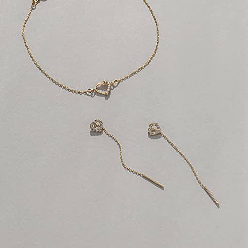 Gelin 14k Solid Gold Diamond Small Heart Bracelet for Women4