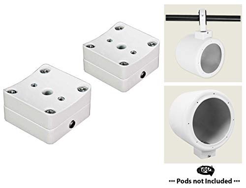 Image of Rockville MAC90W Bundle: (2) 8 in White Aluminum Wakeboard Tower Speaker Pod Enclosures, (2) MAC360W 360 Degree Swivel Surface-Mount Clamps for Pods, 4-Items