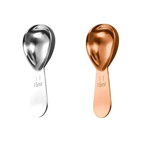 2 pieces Stainless Steel Coffee Scoops ，The good Stainless Steel Measuring Spoons for Coffee, Tea, and More (for Silver +Rose gold 15ml) Cover