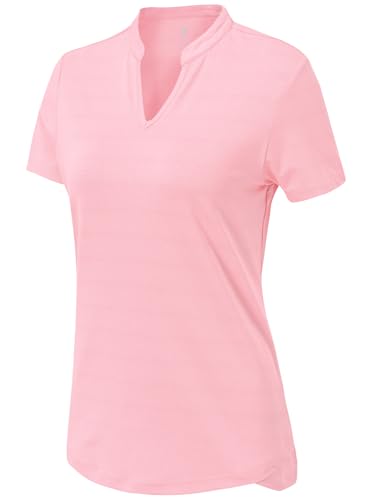 Image of Gopune Women's V Neck Golf Polo Shirts Collarless Short Sleeve Lightweight Quick Dry Tennis Running T-Shirts