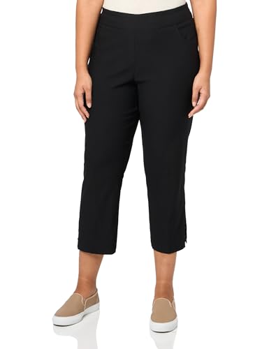 SLIM-SATION Women's Plus Size Pull on 5-Pocket Jean Style Crop with 3 Strap Hem Vent