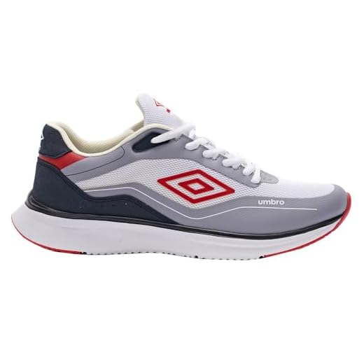 Umbro Priam, Zapatillas Hombre, Gris Medio Blanco Azul Marino Rojo, 44 EU