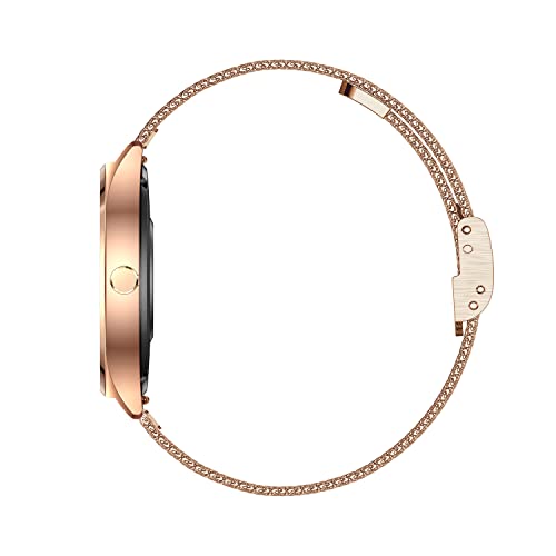 XCOAST-JOLI-Damen-Smartwatch-Fitnesstracker-iOS-Android-Rosegold-milanaise-Armband-IP67-wasserdicht-Herzfrequenz-Blutdruck-Blutsauerstoff