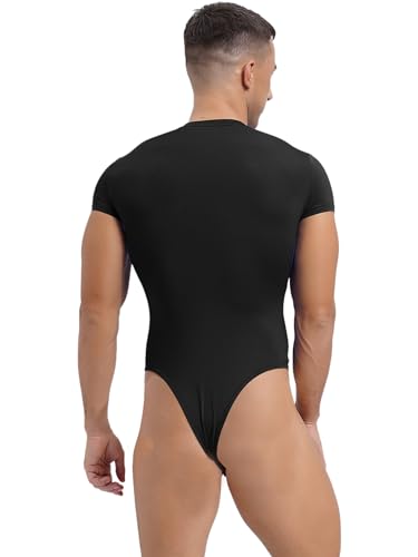 Men’s High Cut Bodysuits Press Button Crotch Leotard Bathing Suits Compression Nightwear2