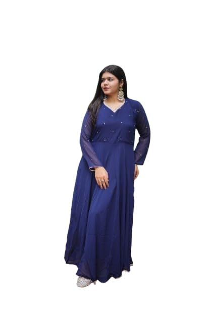 Image of Elegant Fox Georgette Gown with Sequence Work & Moti Lace Dupatta Party & Ethnic for Women