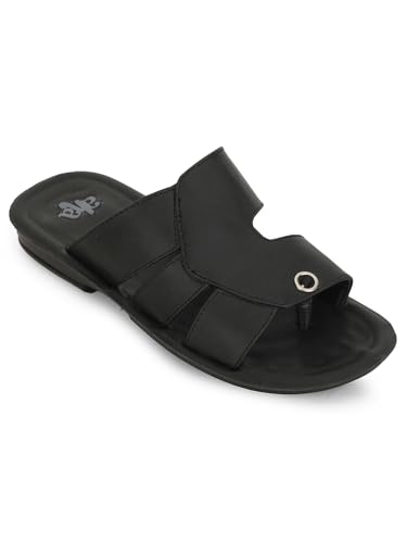 Image of Liberty A-HA MPU-58 Casual Flat Sandal For Men - Black,Brown, Tan PU Slip-on Slipper - Stylish Footwear for Travel, Office & Home - Soft Padded Sole - Lightweight and Durable - Outdoor Chappal for Man
