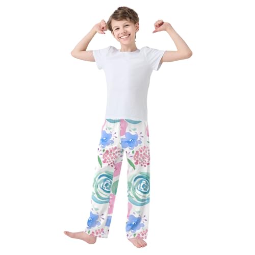 J JOYSAY Watercolor Roses Floral White Pajamas Pants Soft Long Pajama Bottoms Lounge Sleep Pants Size S-XL3