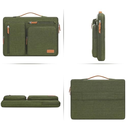 Image of MOSISO 360 Protective Laptop Case 13.3 inch, 13-13.3 inch Laptop Sleeve Compatible with MacBook Air /Pro 13 / Pro 14,HP Dell Acer ASUS,Side Open Carrying Case with 4 Zipper Pockets&Handle, Olive Green