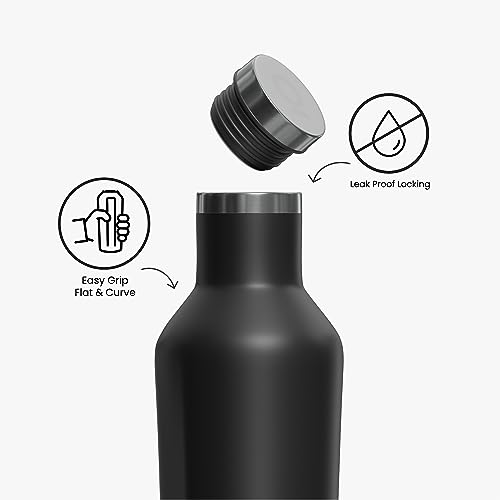 Image of Black Chrome Insulated 500ML Stainless Steel 304 Bottle - Thermosteel Hot & Cold, ideal for kids, sports, gym, and travel