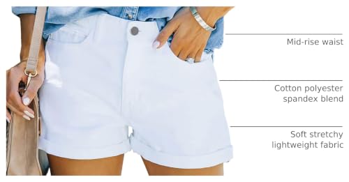 Image of onlypuff Womens Jean Short Cut Off Denim Shorts High Waist Ripped Distressed Stretchy