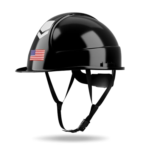 DS-SMAAT Head Protection Hard Hat 4-Point Ratchet Suspension ANSI OSHA Approved Construction Safety Helmet,Cascos de Construccion for Industrial (Black)