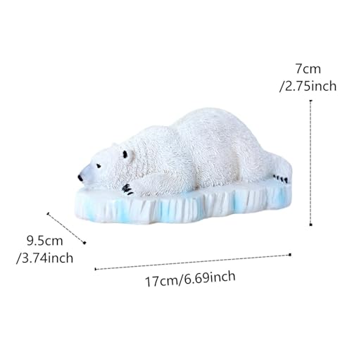 PEWETE 池の水に浮かぶホッキョクグマの置物、樹脂製、面白いクリエイティブコレクション、センターピース、動物の像、パティオ用の池の装飾 [3]