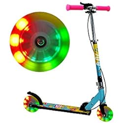 Patines 2 Ruedas Con Luces FA Sports - Patinete unisex para niños Velotouro con luces LED en las ruedas, altura regulable, freno en el manillar y mecanismo patentado de plegado en un clic