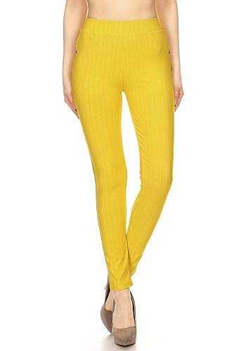 Image of Leggings Depot Women's Cotton Blend Stretch Pull-on Jeggings Casual Pants with Pockets (Available in Plus Size)