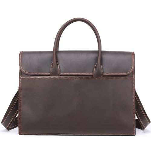 Crazy Horse Leather Large Capacity Tote 2 Business Briefcase Men's Bag