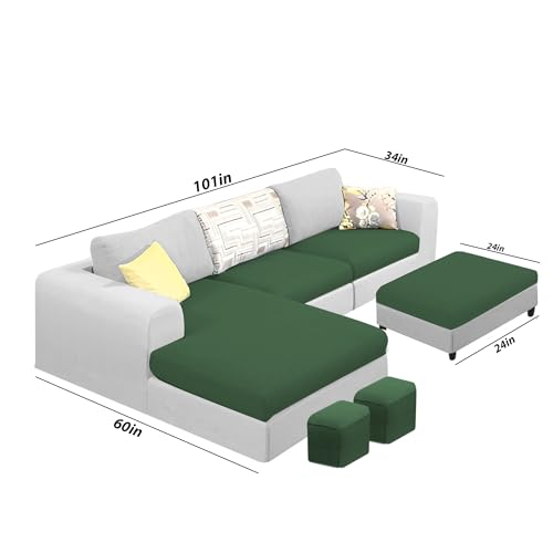 Image of Koza LHS 4 Seater L Shape Sofa Set with Center Table for Living Room (Green Grey Fabric) Premium Fabric Sofa