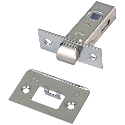 Amig - Picaporte Puerta Interior - Medida 45 mm - Para Puertas de Madera - Frente y Soporte en Canto Cuadrado - Para Manillas con Cuadradillo de 8 mm - Acero Plateado