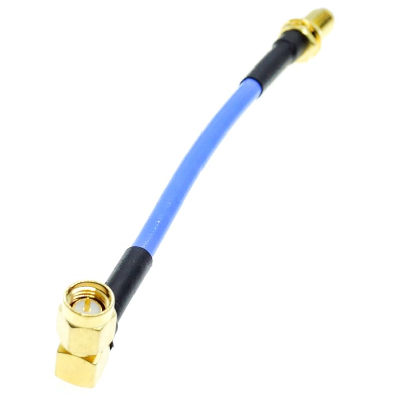 SMA Male Right Angle RA to SMA Female Bulkhead Connector RG405 .086" Semi Flexible Rigid Coaxial Cable Blue - (Color: 6M)