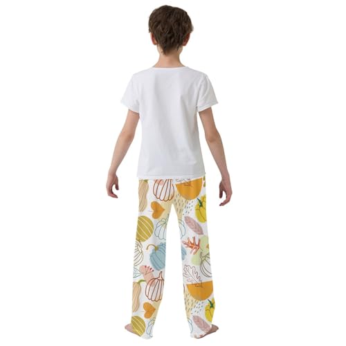Boys' Pants Autumn Leaves and Pumpkin Long Bottoms Jogger Pants Elastic Waist Trousers with Pockets S-XL3