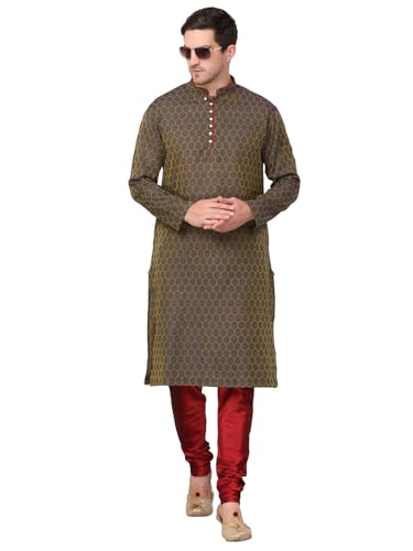Image of Men's Cotton Jacquard Kurta and Churidar Set