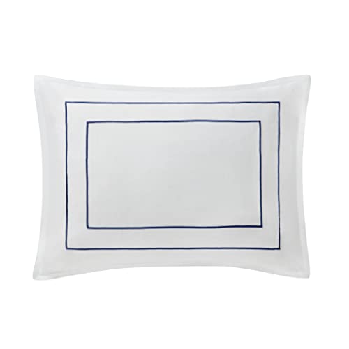 Parure de lit haut de gamme Nautica Alden blanche avec broderies
