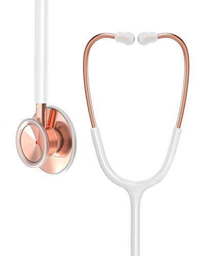 Claire Rose Gold Stethoscope Gift for Nurses, Doctors and Medical Students, Dual Head for Home Health Use with Accessories Stethoscope Name Tag